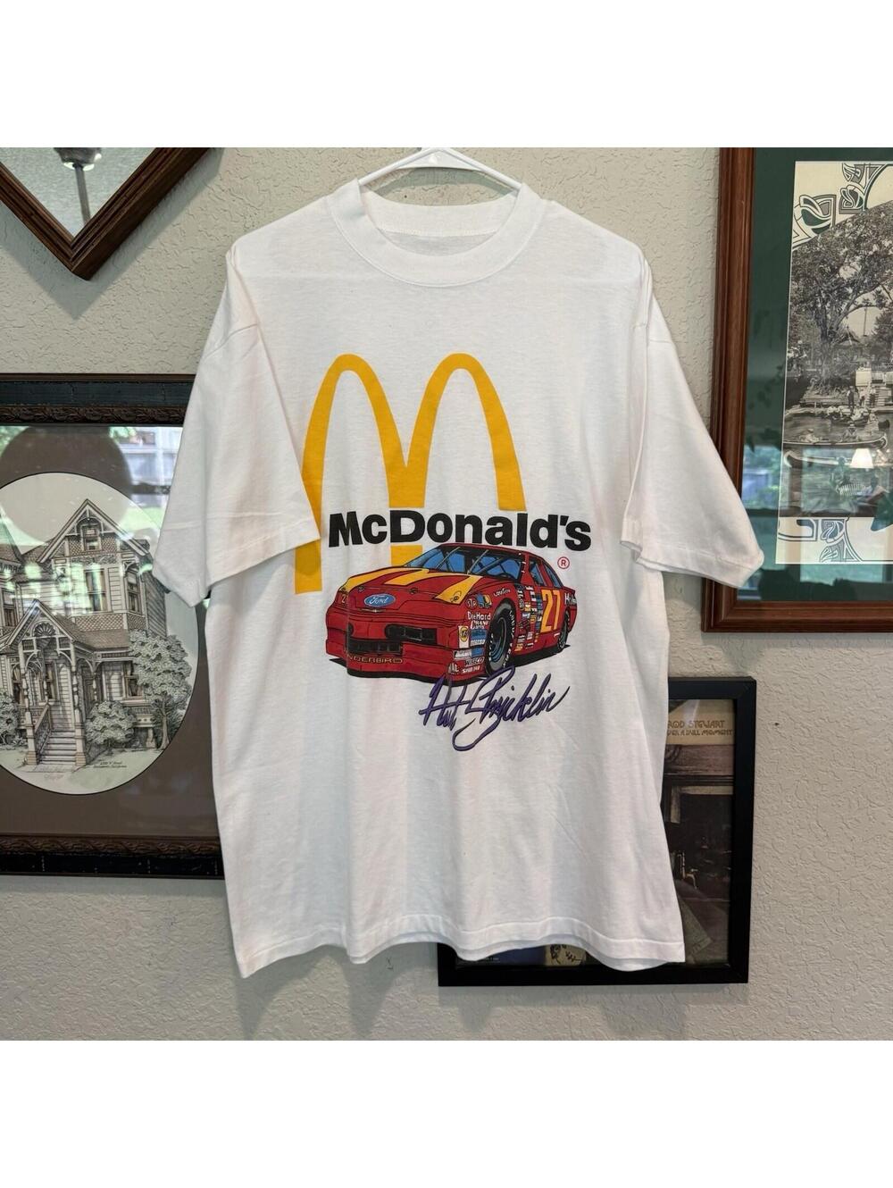 Vintage 90s RARE Hut Stricklin McDonald’s Racing Shirt Ford Thunderbird Sz 2XL